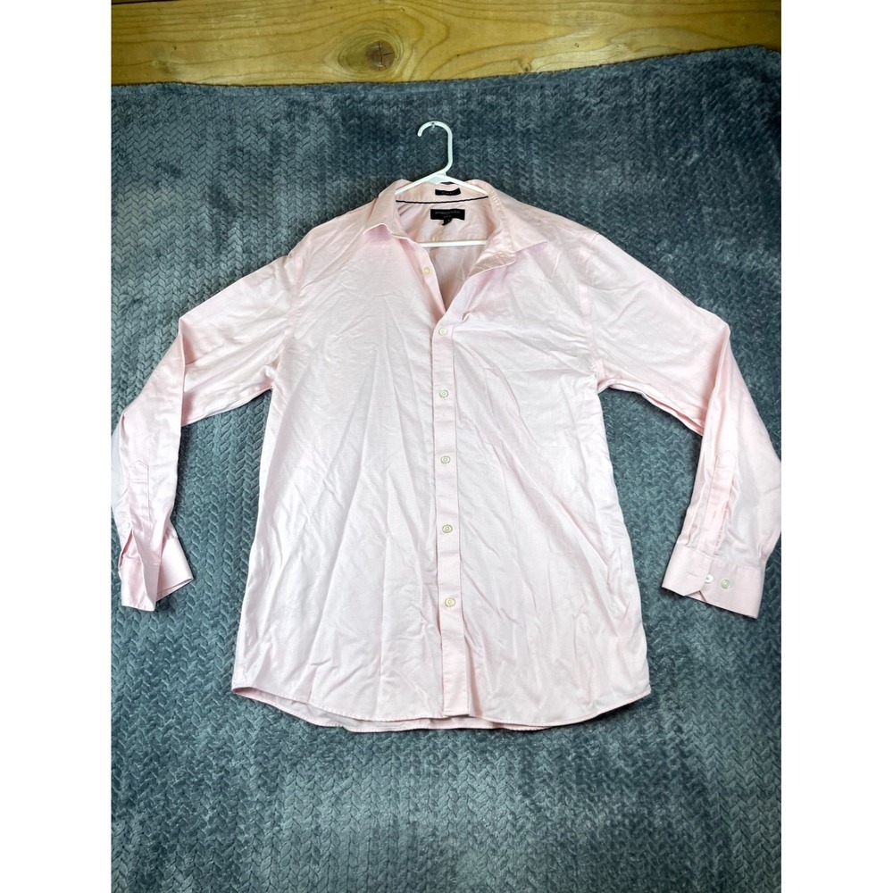 Banana Republic Non Iron Dress Shirt Mens XL Pink Grid Print Slim Formal Office